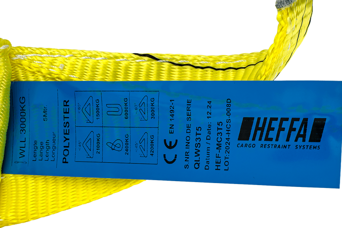 Sangle, élingue de levage HEFFA 5 m/90 mm/3 t avec boucles