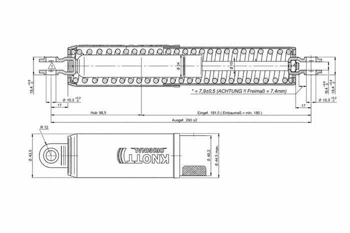 Amortisseur/dispositif de freinage KNOTT KF-GF1 pour remorque