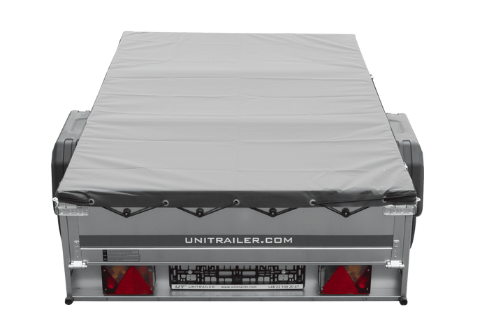 Remorque de voiture 200x125 UNITRAILER GARDEN 201 KIPP avec châssis H-0 et bâche grise