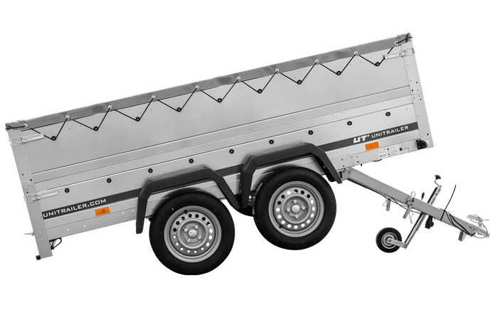 Remorque à deux essieux 264x150 UNITRAILER GARDEN 265/2 KIPP avec ridelles BIS, châssis H-0 et bâche grise