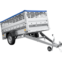 Remorque légère sur ressorts 230x125 UNITRAILER FORCE 230/R KIPP avec côtés en filet, châssis H-0 et bâche bleue