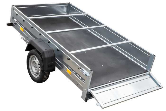 Remorque à un essieu 230x125 UNITRAILER GARDEN 230 KIPP avec châssis H-0 et bâche grise