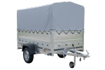 Remorque sur ressorts 230x125 UNITRAILER GARDEN 230/R KIPP avec côtés, ridelles BIS, châssis H-800 et bâche grise