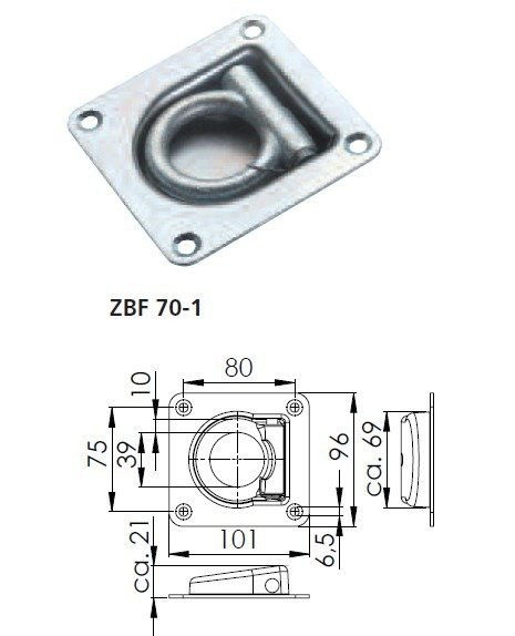 Kit: Anneau d'arrimage ZBF 70-1 Winterhoff avec contre plaque métalique