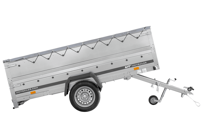 Remorque voiture 264x150 UNITRAILER GARDEN 265 KIPP avec ridelles BIS, cadre H-0 et bâche grise