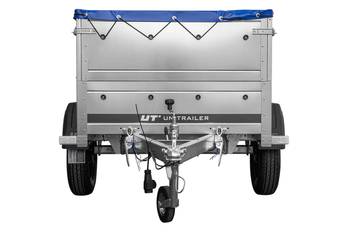 Remorque légère 150x106 UNITRAILER GARDEN 150 KIPP avec côtés BIS et bâche bleue