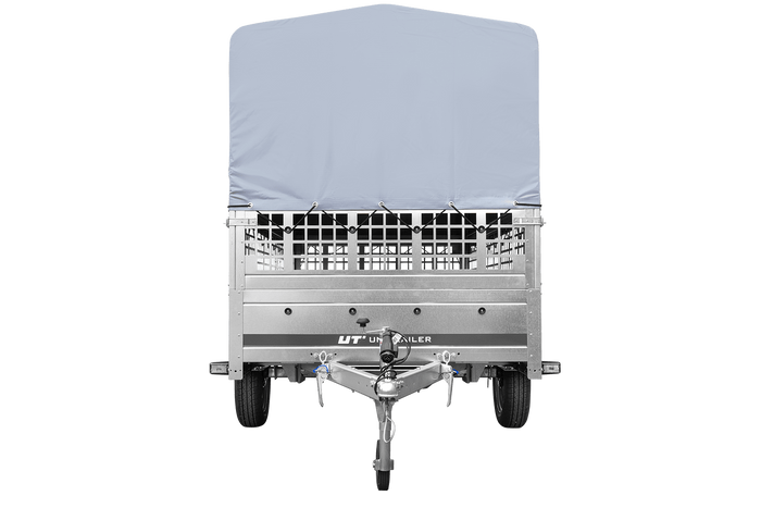 REMORQUE DE JARDIN 264 KIPP AVEC ROUE JOINTE, CÔTÉS GRILLÉS, CHÂSSIS H-800 ET BACHE GRISE