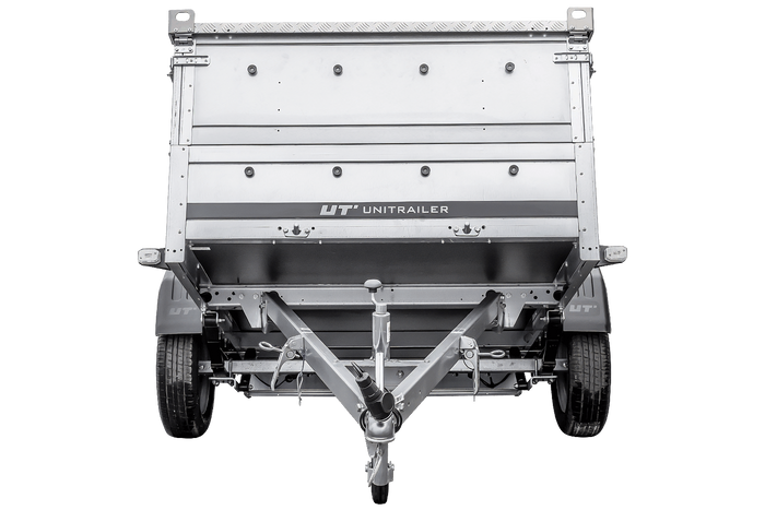 Remorque à un essieu sur ressorts 230x125 UNITRAILER GARDEN 230/R KIPP avec ridelles supplémentaires et capot en aluminium