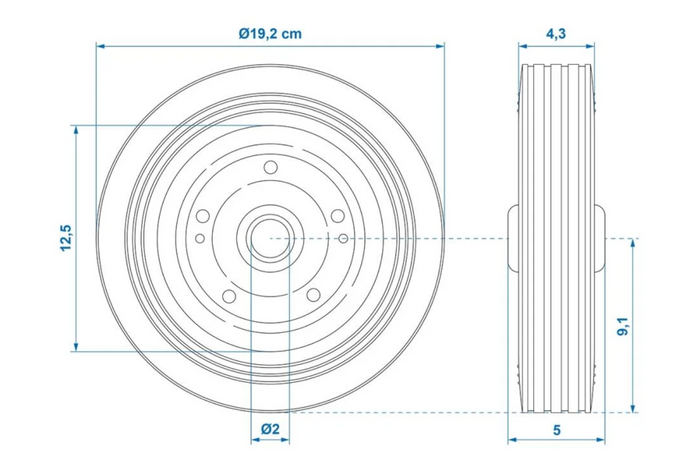 Roue de secours pour ProPlus 341540, roue jockey en caoutchouc plein 200x50 mm