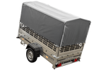 Remorque porte-voitures 230x125 UNITRAILER GARDEN 230 KIPP avec côtés en filet, châssis H-800 et bâche grise
