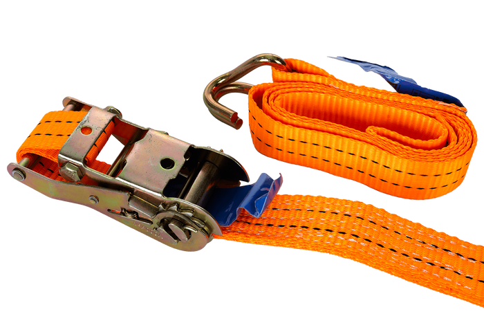 Ensemble de quatre courroies de transport UNITRAILER orange de 2 m/35 mm/2 t avec tendeur