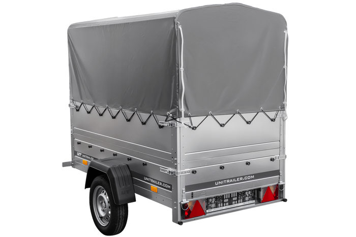 Remorque légère 200x106 UNITRAILER GARDEN 200 KIPP avec ridelles BIS, châssis H-800 et bâche grise