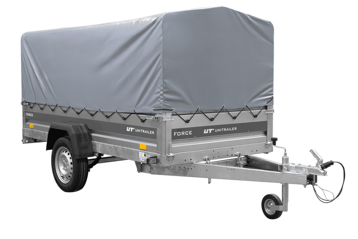 Remorque à un essieu sur ressorts 264x125 UNITRAILER FORCE 264/R KIPP avec châssis H-800 et bâche grise