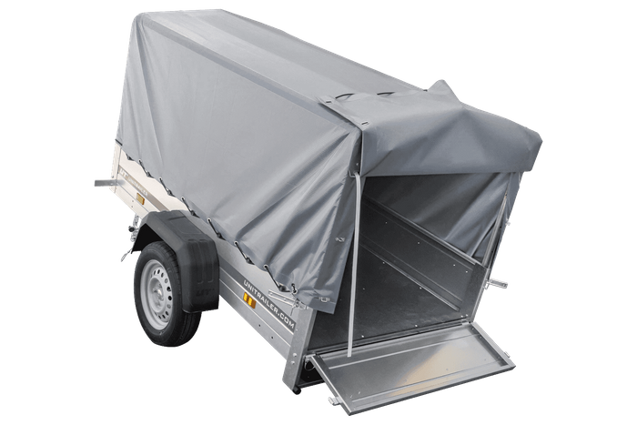 Remorque porte-voitures 200x106 UNITRAILER GARDEN 200 KIPP avec châssis H-800 et bâche grise