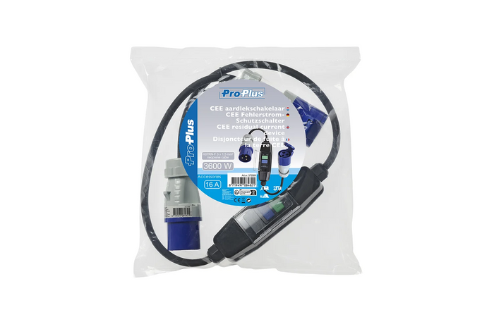 Câble adaptateur ProPlus 373589 CEE avec disjoncteur différentiel 120 cm