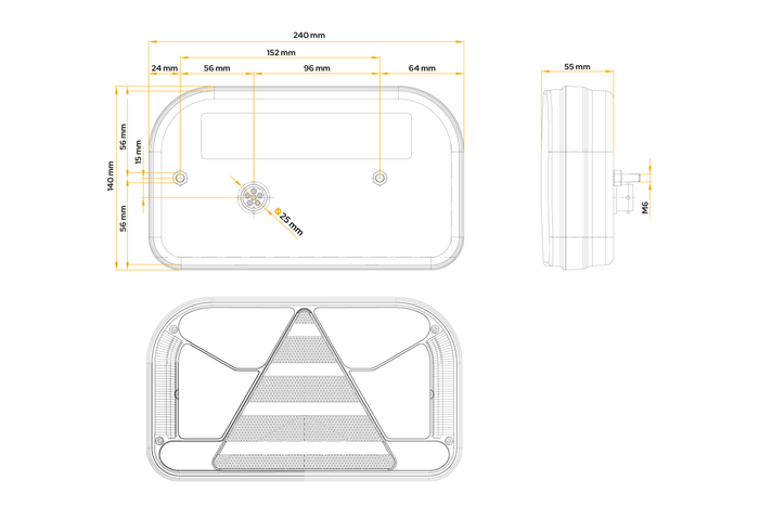 Feu arrière FRISTOM FT-170 LED,  6 fonctions droit