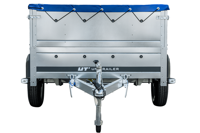 Remorque légère 230x125 UNITRAILER GARDEN 230 KIPP avec côtés BIS et bâche bleue