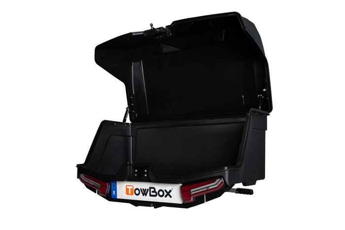 Coffre à bagages Towbox Alpha Urban Black - monté sur attelage