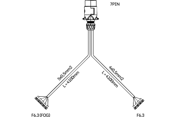 Faisceau électrique pour remorque MANTES 4 m, fiche 7 broches, connecteurs 6,3