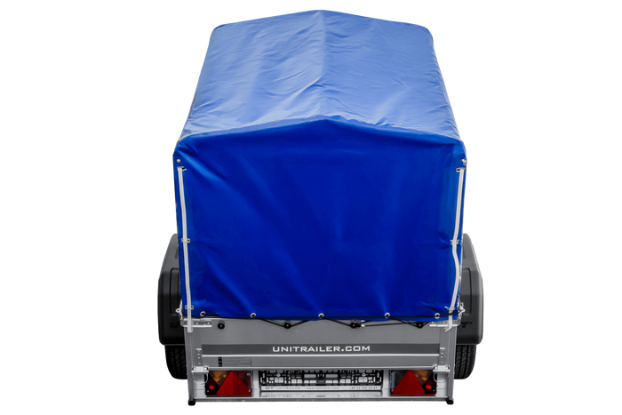 Remorque légère 150x106 UNITRAILER GARDEN 150 KIPP avec châssis H-800 et bâche bleue