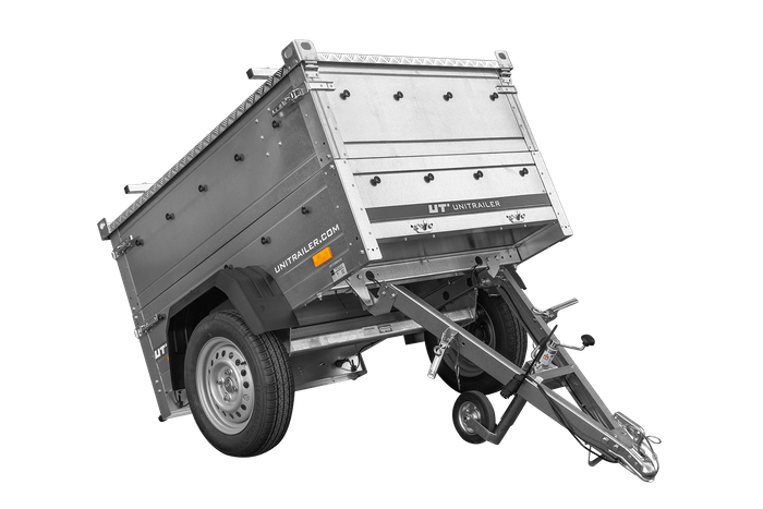 Remorque mono-essieu 150x106 UNITRAILER GARDEN 150 KIPP avec ridelles BIS et bâche en aluminium