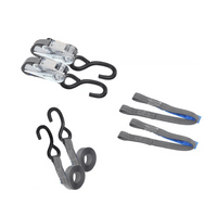 Ensemble de deux sangles de transport HILLS 3 m/25 mm/1 t avec tendeur et deux harnais de 0,45 m pour la fixation de la moto