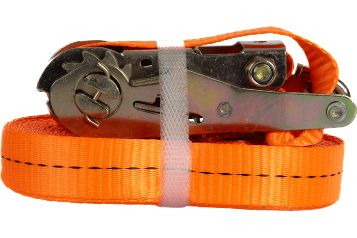 Ensemble de quatre courroies de transport UNITRAILER 12 m/25 mm/1 t orange avec tendeur