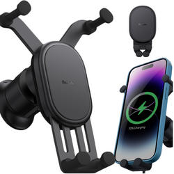 Support de téléphone de voiture BASEUS Stable Gravitional avec charge sans fil Qi 15W pour grille d&#39;aération