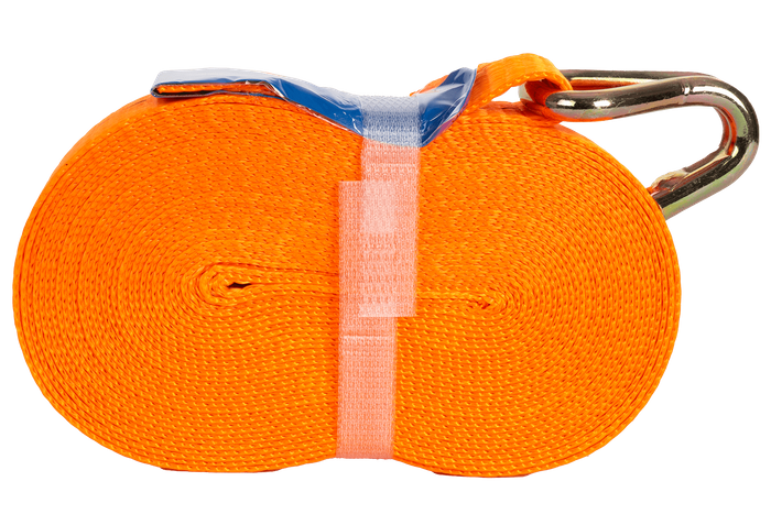 Ensemble de quatre courroies de transport UNITRAIER orange 8 m/25 mm/1 t avec tendeur