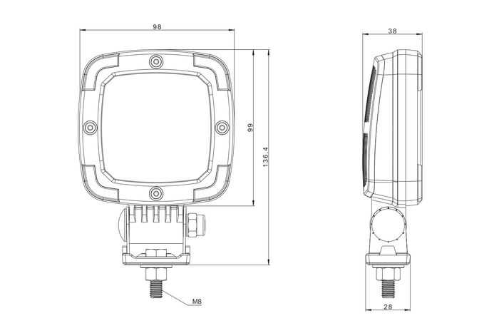 Réflecteur pour lampe de travail LED FRISTOM FT-036 SLIM 9xLED 1400lm