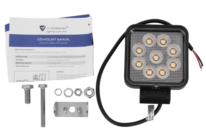 Lampe, feu de travail carré LED TT TECHNOLOGY TT.13336, 36 LED, 2880 lm