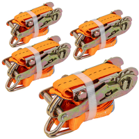 Ensemble de quatre courroies de transport UNITRAIER 3 m/25 mm/1 t orange avec tendeur