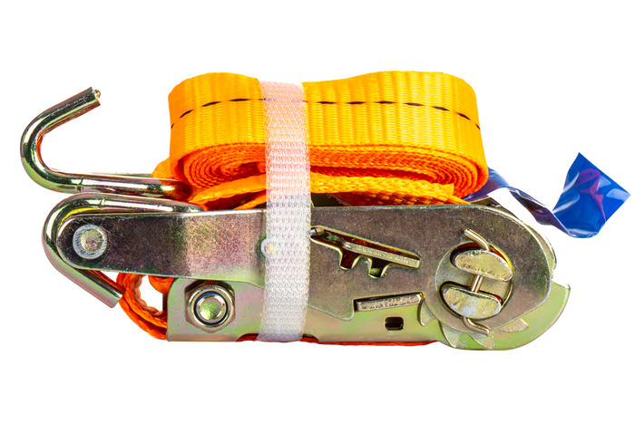 Ensemble de quatre courroies de transport UNITRAILER orange 2 m/50 mm/5 t avec tendeur