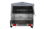 Remorque à un essieu sur ressorts UNITRAILER GARDEN 265/R KIPP 264x150 avec ridelles BIS, châssis H-800 et bâche grise
