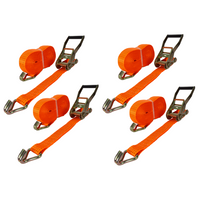 Ensemble de quatre courroies de transport UNITRAILER 12 m/50 mm/5 t orange avec tendeur