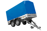 Remorque à deux essieux 264x125 UNITRAILER GARDEN TRAILER 264/2 KIPP avec châssis H-1100 et bâche bleue