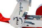 Ensemble de quatre sangles de transport UNITRAIER avec tendeur 4 m/25 mm/1 t rouge