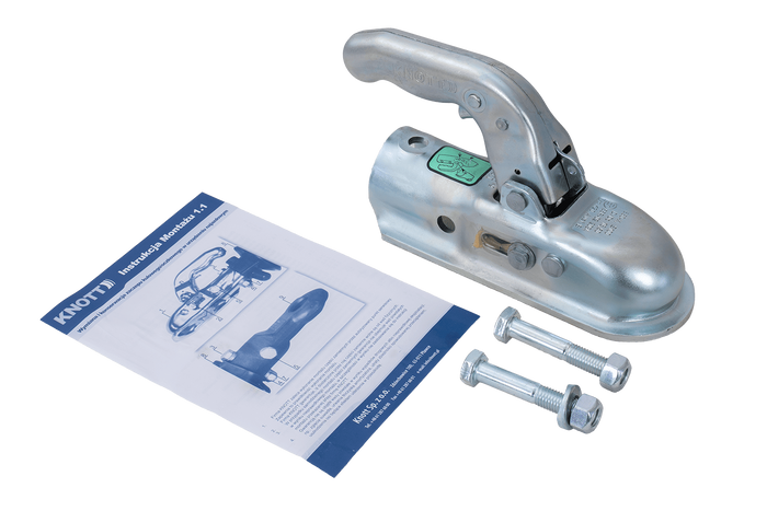 Attelage à boule KNOTT K20-B pour remorque de 2 000 kg avec timon tubulaire de 45 mm, en fonte