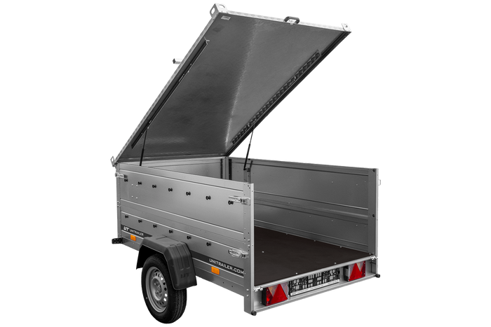 Remorque légère 200x125 UNITRAILER GARDEN 201 KIPP avec ridelles supplémentaires et bâche en aluminium