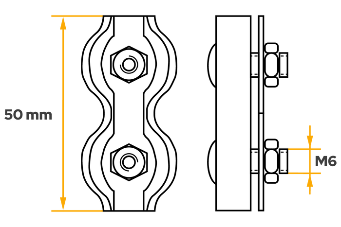 Serre câble double selle DROMET ZLS.5 pour câbles de 5 mm