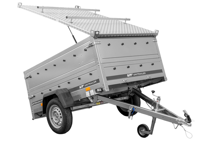 Remorque légère 200x125 UNITRAILER GARDEN 201 KIPP avec ridelles supplémentaires et bâche en aluminium