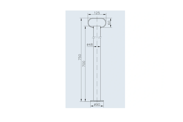 Béquille, support fixe, avec collier WINTERHOFF RSR48-700+KLE48, 150 kg, 48 mm, 700 mm