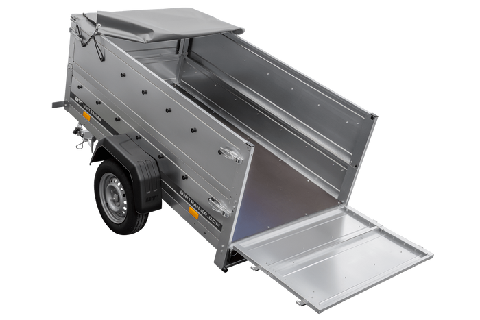 Remorque porte-voitures 200x106 UNITRAILER GARDEN 200 KIPP avec côtés BIS et bâche grise