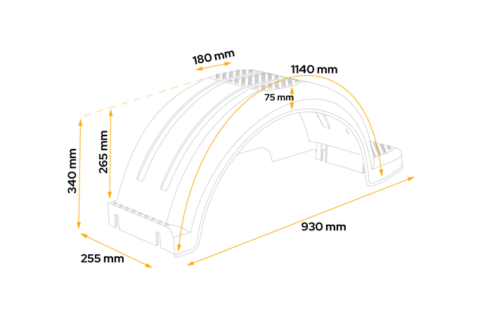 Garde-boue pour remorque de bateau 14" DOMAR D20430S passage de roue 930/255 mm