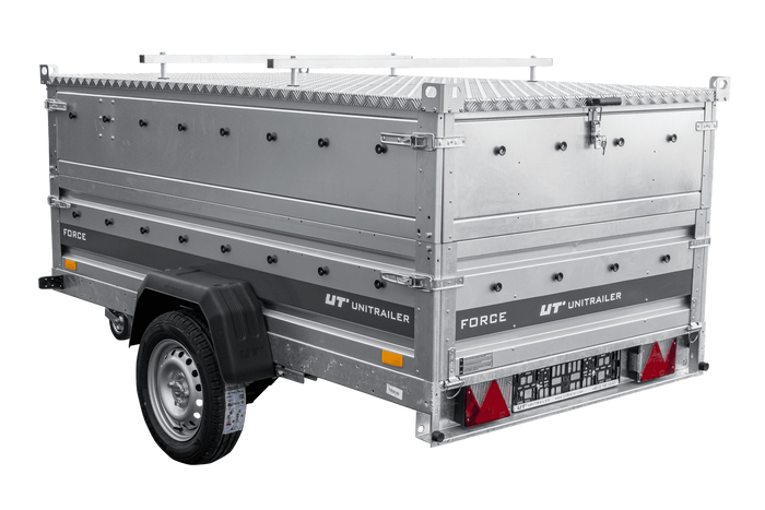 Remorque à un essieu sur ressorts 230x125 UNITRAILER FORCE 230/R KIPP avec côtés BIS et couvercle en aluminium