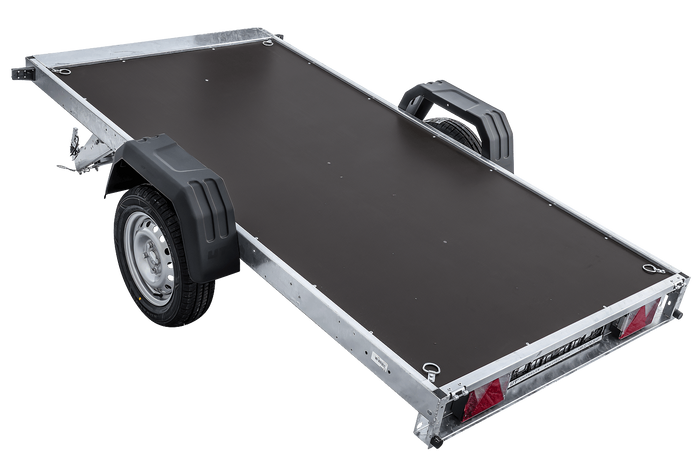 Remorque porte-voitures 264x125 UNITRAILER FORCE 264 KIPP avec châssis H-800 et bâche bleue