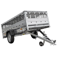 Remorque à un essieu sur ressorts 264x125 UNITRAILER GARDEN 264/R KIPP avec côtés en filet, châssis H-0 et bâche grise