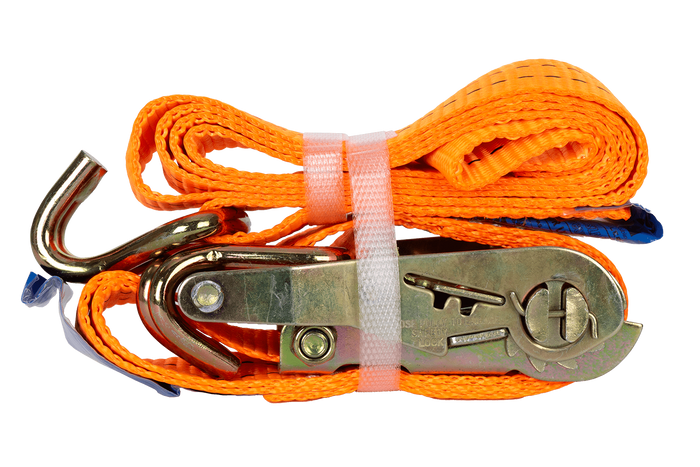 Ensemble de quatre courroies de transport UNITRAILER orange de 2 m/35 mm/2 t avec tendeur