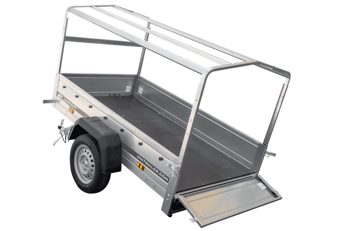 Remorque porte-voitures 200x106 UNITRAILER GARDEN 200 KIPP avec châssis H-800 et bâche grise