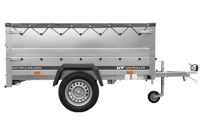 Remorque légère 200x125 UNITRAILER GARDEN 201 KIPP avec ridelles supplémentaires, châssis H-0 et bâche grise